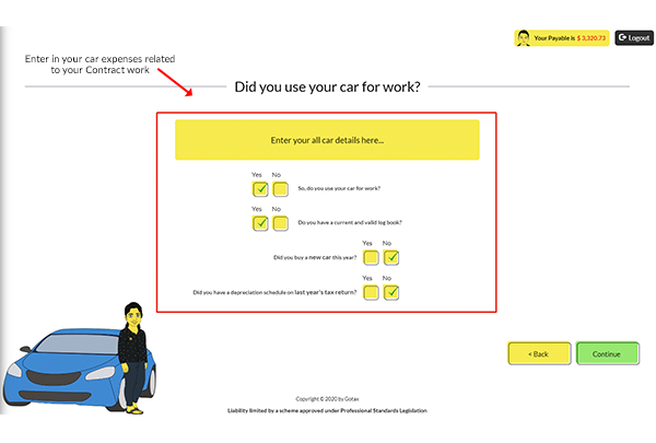 Claiming car expenses within your online contractor tax return is simple and easy